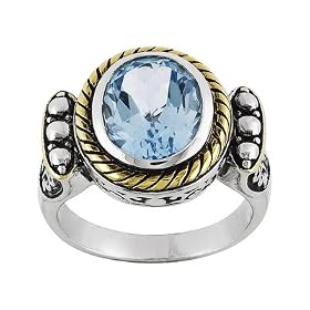 4.25CT BLUE TOPAZ STERLING SILVER 18KT OVER STERLING SILVER RING by JTV