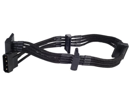 Silverstone Tek Sleeved Extension Power Supply Cable with 1 x 4-Pin to 4 x SATA Connectors (PP07-BTSB)