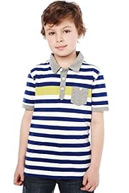 Pure Cotton Neon Striped Polo Shirt