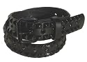 BeltsandStuds Goth Punk Two Row Black Stud Studded Snap on Belt