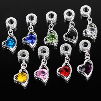 Image #4 of Hanging silver heart bead with stunning