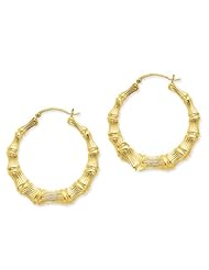 Extra Large Bamboo Hoop Earrings in 14K Gold