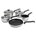 Ready Steady Cook Classic 5 Piece Stainless Steel Cookware Set, 14cm Milkpan, 16cm, 18cm, 20cm Saucepans with glass Lids and 24cm Frypan