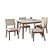 Manhattan Comfort 2-1011851109351 Lillian & Dover Mid Century Modern Square Dining Table and Chairs Set, White/Beige