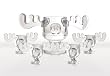 Christmas Vacation Glass Moose Mug Punch Bowl Set w/ Set of 4 Moose Mugs