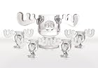 Christmas Vacation Glass Moose Mug Punch Bowl Set w/ Set of 4 Moose Mugs