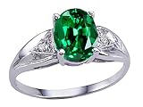 2.02 cts Lab Created Emerald and Genuine Diamond Ring - 14kt White or Yellow Gold