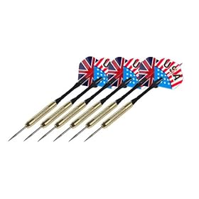 6 Pack Darts Bulls Eye Set UK & US Flag Flights New