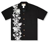 Paradise Found Hibiscus Panel - Cream On Black Hawaiian Aloha Shirt