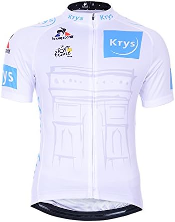 Tour De France Jersey Short Sleeve Cycle Jacket for Outdoor Activities Shirt Tops 15 DG036 White Collar XL