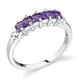 0.60 carats Princess Cut Amethyst Ring in Sterling Silver Size 5 to 9
