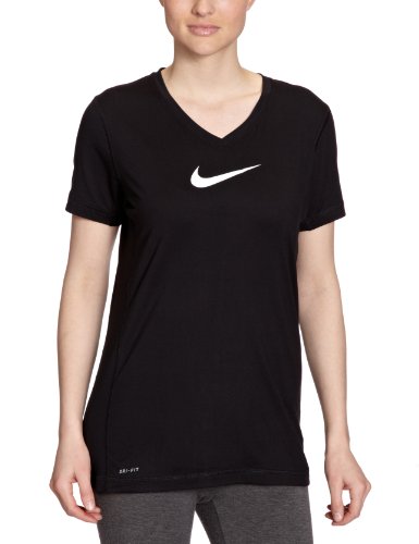 NIKE Damen Funktionsshirt Legacy Short Sleeve, black/black/white, L, 380509-010