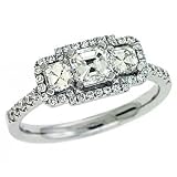 14k White 3 Stone 1.2 Ct Diamond Ring - Size 7.0