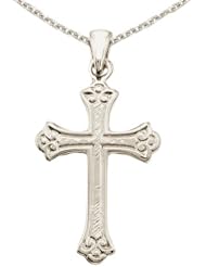 14K White Gold Small Celtic Cross Pendant with 18" Chain