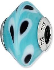 Sterling Silver Reflections Powder Blue with Dots Italian Murano Bead