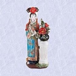 chinese maiden flower vase statue porcelain sculpture