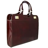 Pratesi Cimabue Women's Double Gusset Italian Briefcase in Coffee