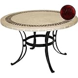 Windham Castings Scroll Dining Table With 48 Inch Round Mosaic Table, Black Cherry