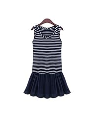 Sleeveless Striped Print Cotton Mini Dress 