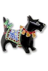 Christmas Scotty Sterling Silver and Enamel Pin