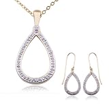 Best Price 18k Yellow Gold Plated Sterling Silver Genuine Diamond Earring and Necklace Set