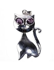 Sterling Silver Brooches Cat Lavender CZ Brooche
