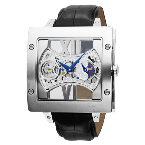 Adee Kaye Men's AK6019-M SLVR Esquelito Skeleton Le Bauches Silver tone Watch