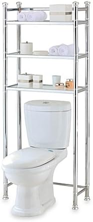 Beautiful Design No Tools Bathroom Space Saver in Chrome/glass Storage and Shelving