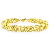 18k Yellow Gold Overlay Sterling Silver Ruby w/ Diamond Accent Bracelet, 7.25"