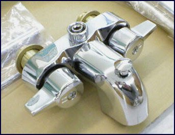 Chrome Add-on Shower Set for Clawfoot Tub - Diverter Faucet, Riser, and D shaped Shower Rod