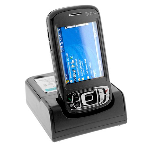 AT&T HTC 8925 Tilt Smartphone Accessory Bundle - 3-In-1 USB Hot Sync Charging Cradle with Spare Battery Charger Slot + Standard Lithium-Ion Battery + Car Charger with Ic Chip + Premium Reusable LCD Screen Guard Protector with Lint Cleaning Cloth By Ikross