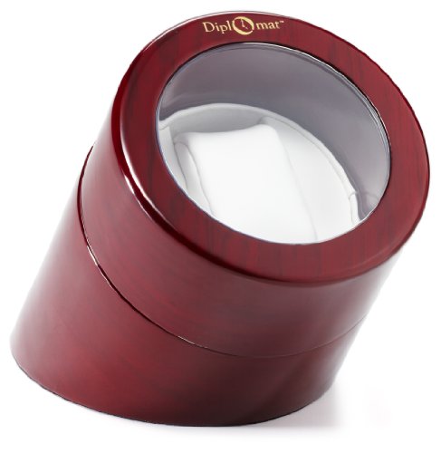 Diplomat Single Watch Winder with Built In IC Program and White Leatherette Interior