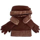 RICH MOCHA BROWN CLOCHE 3 PIECE HAT, SCARF & GLOVE SET