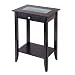 Winsome Wood Syrah Accent Table with Forsted Glass, Shelf