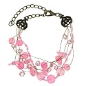 Brass Tone and Pink Beads Bracelet
