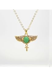 Egyptian Scarab Wings Ankh Necklace