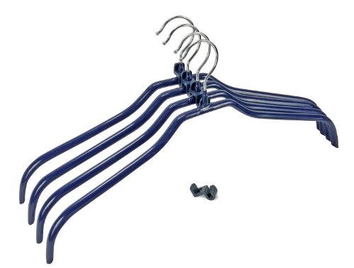 WENKO 10250911100 Formb&uuml;gel-Set Multi 4+4 - Kleiderb&uuml;gel rutschhemmend beschichtet, B&uuml;gelverbinder, dunkelblau
