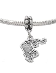 Sterling Silver Country of Greece Dangle Bead Charm