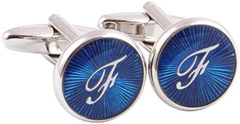 Men's Shirts Cufflinks Alphabet Letter Round Color Silver (F)