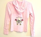 Thrill Ride Skull Rose Tattoo Design Biker Yoga Hoodie Pink - Skull Cross Bones Tattoo Design Hoodie for Yoga/Fitness, Biker Chicks and Leisure Wear