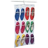 Richards Homewares - Clear Vinyl 12 Pocket Shoe Caddy with Hanger