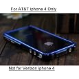 IPHONE 4 ALUMINUM BLADE METAL BUMPER CASE BLACK/Blue With Free screen protecter