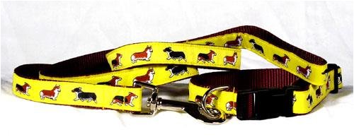 Designer Welsh Corgi Dog Leash - Green Welsh Corgi Leash- Six Feet Long - Made in USA