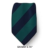 SK-S-ADF-402 - Teal Green - Navy - Skinny 2.75 inch College Stripe Tie