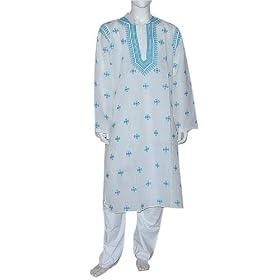 White Cotton Clothing Kurta Pajama For Men Size L Chest :42 (chgkp048)