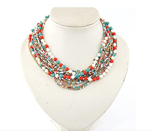 Oliasports® Twist Torsade Layers Colorful Ball Beaded Bib Choker Collar Necklace