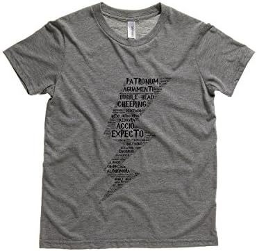 Moment Gear Kids' Harry Potter Spells Lightning Bolt T Shirt Medium Grey