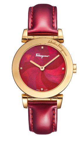 Ferragamo Women's F50SBQ5008I SB08 Salvatore Gold Ion-Plated Stainless Steel Maroon Mother-Of-Pearl Watch