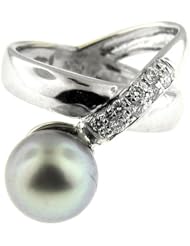 0.20 Ct White Gold Diamond & South Sea Pearl Ring 14kt