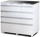 CooLith ステンレス天板 頑丈キッチンカウンター 幅90cm キャスター付 [日本製 完成品]
